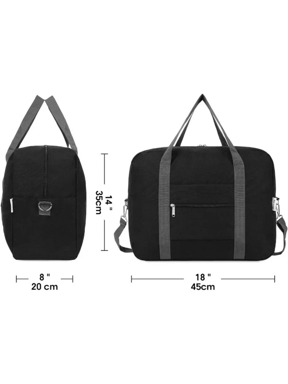 Foldable Travel Duffel Bag 30L - Personal Item Tote for Air Travel, Black